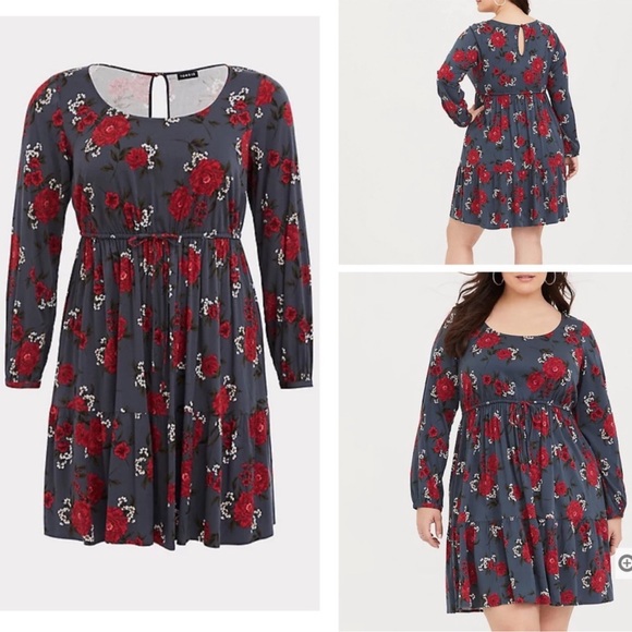 Torrid Long Sleeve Skater Dress Size 1 - Picture 5 of 5